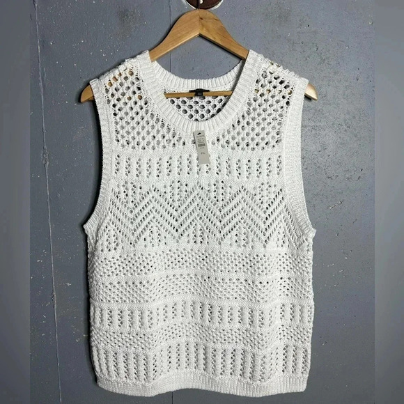 TALBOTS  OPEN STITCH TANK , in a soft cotton blend with a classic crewneck. - Picture 1 of 6
